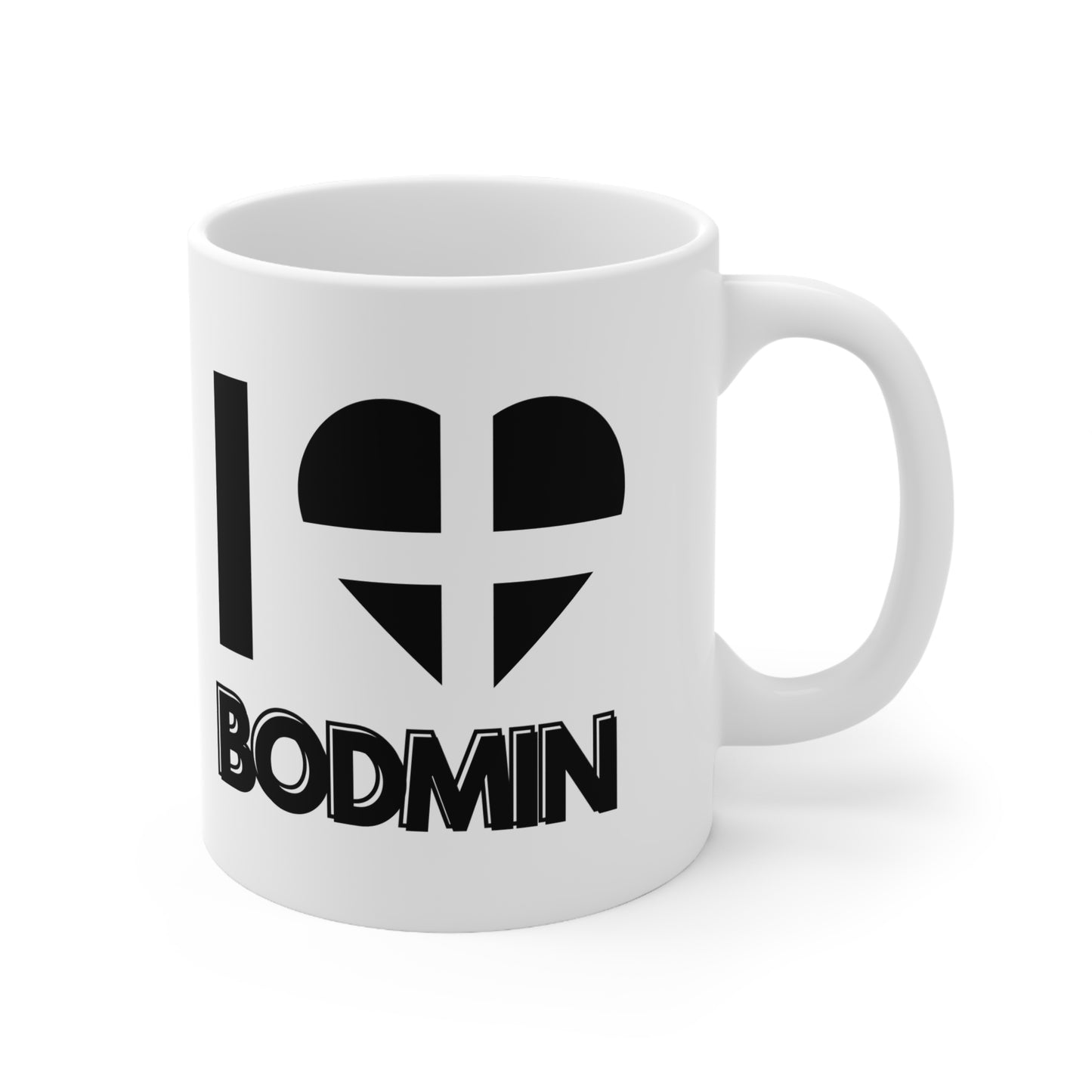 I Love Bodmin Mug – Cornwall Flag Heart Mug, Cornish Gift Souvenir
