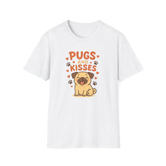 Pugs and Kisses T-Shirt - Cute Funny Pug Dog Shirt Gift for Dog Lovers | Christmas, Secret Santa & Valentine's Day Tee