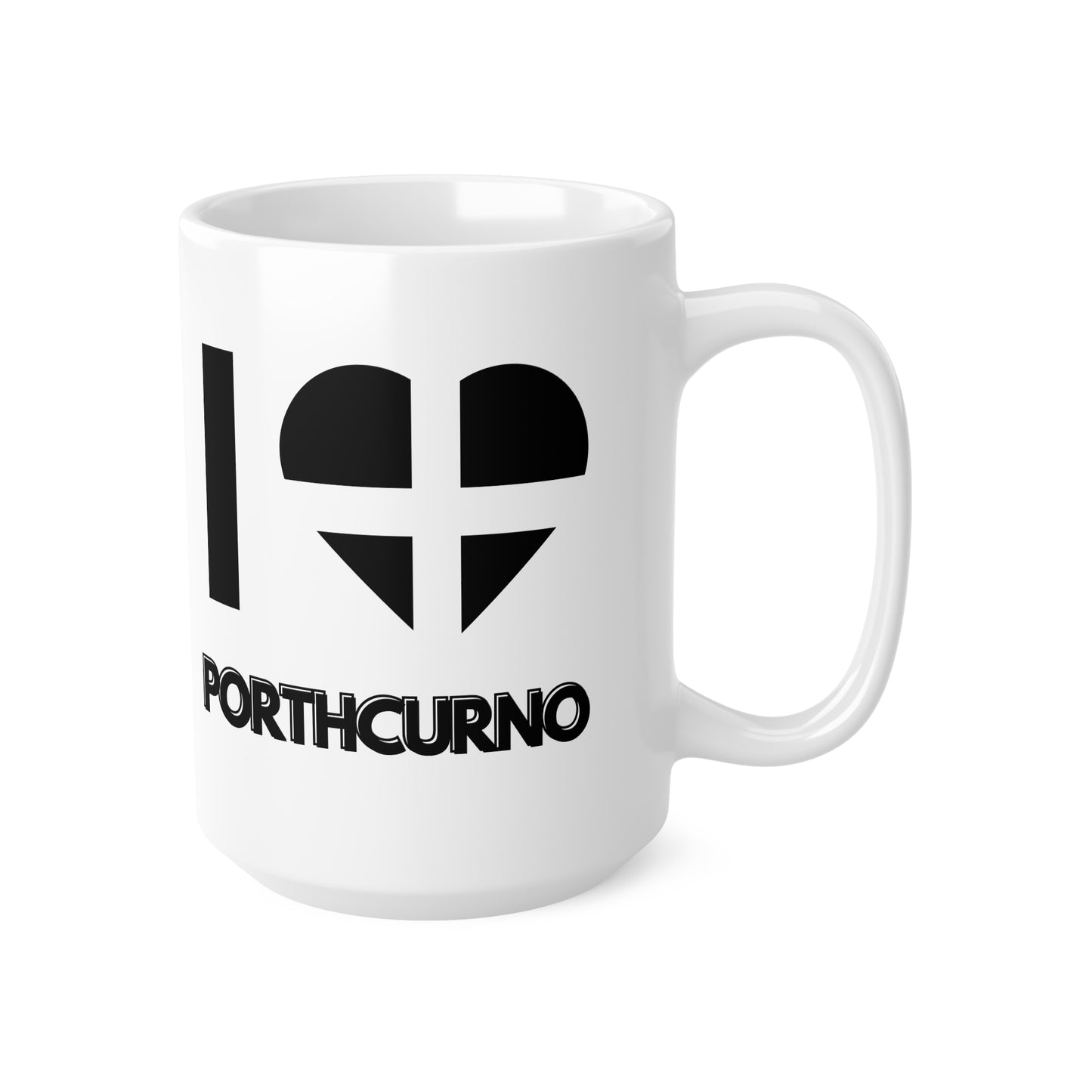 I Love Porthcurno Mug – Cornwall Flag Heart Mug, Cornish Gift Souvenir
