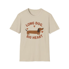 Funny Dachshund Christmas T-Shirt - "Long Dog Big Heart" Sausage Dog Tee - Cute Dog Lover Gift, Secret Santa Xmas Shirt, Dog Lover Top