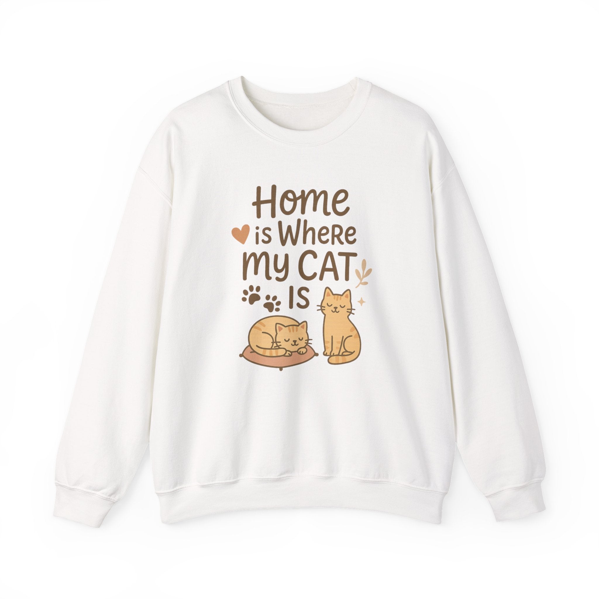 Funny Cat Christmas Sweatshirt - "Home is Where My Cat Is" Jumper for Cat Lovers | Cute Secret Santa Gift | Cozy Xmas Sweater