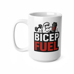 Funny Gym Mug - Bicep Fuel Fitness Coffee Mug | Christmas Gift for Gym Lovers, Secret Santa for Him, Bodybuilder Fitness Enthusiast Gift