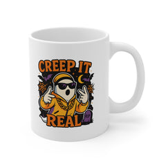 Creep It Real Funny Halloween Mug - Ali G Ghost Coffee Cup - Spooky Season Gift for Him or Her - Rapper Ghost Mug - Halloween Vibes