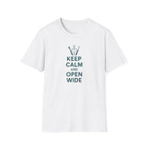 Funny Dentist Christmas T-Shirt - "Keep Calm and Open Wide" Tee - Secret Santa Gift for Hygienist, Dental Student or Dental Nurse NHS