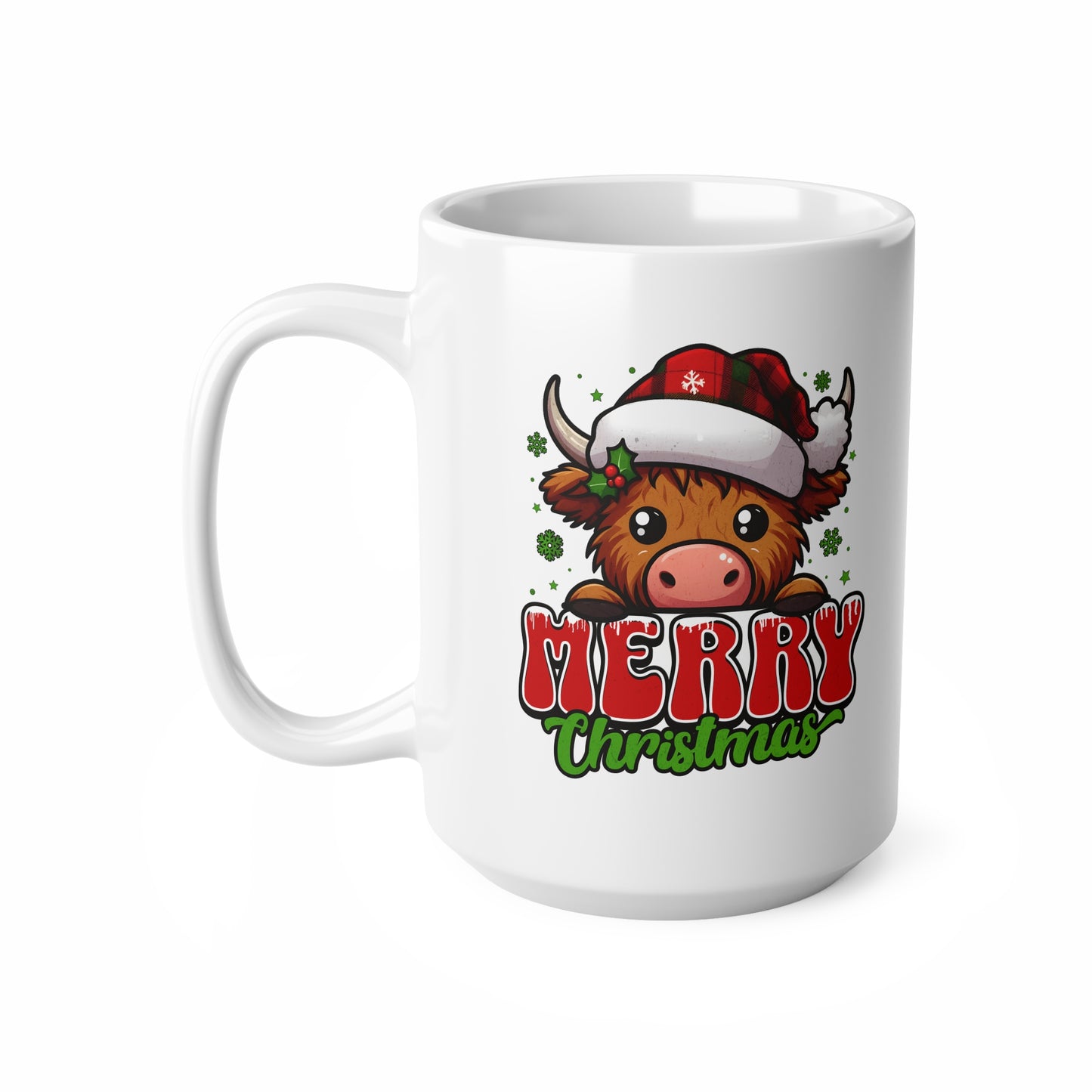 Highland Cow Merry Christmas Mug – Cute Festive Gift for Her or Him