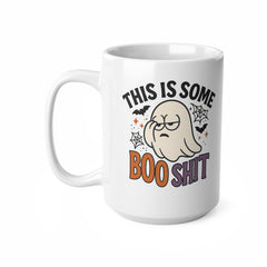 Funny Halloween Ghost Mug - This Is Some Boo Shit Coffee Cup - Sarcastic Gift for Friends, Secret Santa, Christmas Gag Gift, Spooky Cute Mug