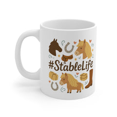 StableLife Horse Mug - Funny Equestrian Christmas Gift, Pony Lover Coffee Cup, Rustic Horse Riding Mug for Secret Santa, Stable Life Present