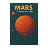 Mars Retro Planet Poster - Vintage Style Fourth Planet Wall Art Print - Space Themed Mid Century Solar System Decor for Home or Gift