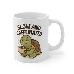Cute Tortoise Coffee Mug - "Slow and Caffeinated" Funny Christmas Gift for Coffee Lovers, Animal Lovers & Pet Owners | Secret Santa Mug