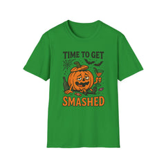 Funny Halloween T-Shirt - "Time to Get Smashed" Drunk Pumpkin Shirt - Boozy Jack O'Lantern Party Tee - Spooky Season Funny Shirt