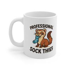 Funny Ferret Mug - "Professional Sock Thief" Cute Ferret Christmas Gift, Secret Santa Present, Animal Lover Coffee Cup, Ferret Owner Gift
