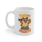 Funny Hamster Mug, "Tiny But Mighty" Cute Cartoon Coffee Cup | Christmas Gift, Secret Santa Present, Animal Lover Gift, Gym Mug, Fitness Mug