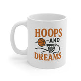Funny Basketball Mug - Hoops and Dreams - Gift for Basketball Lovers | Christmas Gift, Secret Santa Idea, Sports Mug for Him or Her