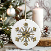 Cornwall Christmas Tree Ornament - Celtic Knot Snowflake Ceramic Decoration, Cornish Heritage Xmas Bauble, Holiday Ornament, Kernow Celts