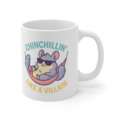 Funny Chinchilla Christmas Mug - Chinchillin Like a Villain Cute Cartoon Coffee Cup - Secret Santa Gift for Chinchilla Lovers and Pet Owners