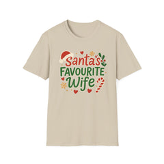 Santa's Favourite Wife Christmas T-Shirt - Funny Xmas Top for Women - Secret Santa Gift, Festive Holiday Tee for Wife, Cute Couples Shirt