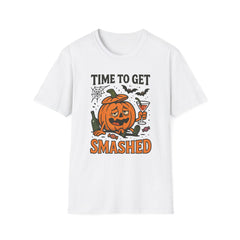 Funny Halloween T-Shirt - "Time to Get Smashed" Drunk Pumpkin Shirt - Boozy Jack O'Lantern Party Tee - Spooky Season Funny Shirt
