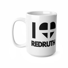 I Love Redruth Mug – Cornwall Flag Heart Mug, Cornish Gift Souvenir
