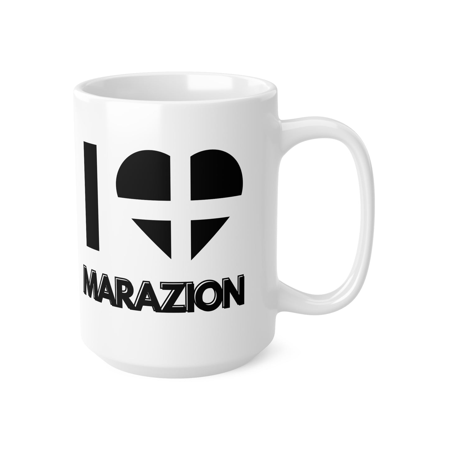 I Love Marazion Mug – Cornwall Flag Heart Mug, Cornish Gift Souvenir
