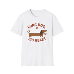Funny Dachshund Christmas T-Shirt - "Long Dog Big Heart" Sausage Dog Tee - Cute Dog Lover Gift, Secret Santa Xmas Shirt, Dog Lover Top