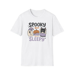 Spooky But Sleepy Halloween T-Shirt - Cute Funny Ghost Pumpkin Bat Tee - Cozy Pastel Halloween Shirt Gift for Her & Him Lazy Person Ideas