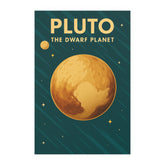 Pluto Retro Dwarf Planet Poster - Vintage Style Space Wall Art Print - Outer Solar System Decor for Home, Gift or Astronomy Lovers
