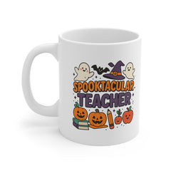 Spooktacular Teacher Halloween Mug - Funny Cute Ghost Pumpkin Witch Coffee Cup - Halloween Gift for Teachers, School Staff, Classroom