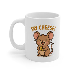 Say Cheese Mouse Mug - Cute Funny Christmas Mug | Secret Santa Gift for Pet Mouse Lovers | Cartoon Cheese Coffee Cup for Animal Fans