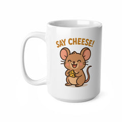 Say Cheese Mouse Mug - Cute Funny Christmas Mug | Secret Santa Gift for Pet Mouse Lovers | Cartoon Cheese Coffee Cup for Animal Fans