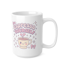 Espresso Yourself Sabrina Carpenter Mug - Cute Coffee Cup with Retro Text & Pop Princess Vibes - Pink Girly Gift for Sabrina Carpenter Fans