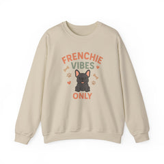 Funny Grey French Bulldog Christmas Sweatshirt - "Frenchie Vibes Only" Xmas Jumper - Secret Santa Gift for Dog Lovers