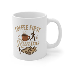 Funny Running Mug - "Coffee First Run Later" Gift for Runners, Marathon Lovers & Fitness Fans | Christmas Gift, Secret Santa Present Gym Mug