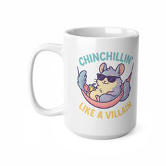 Funny Chinchilla Christmas Mug - Chinchillin Like a Villain Cute Cartoon Coffee Cup - Secret Santa Gift for Chinchilla Lovers and Pet Owners
