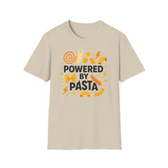 Powered by Pasta T-Shirt Funny Foodie Tee, Pasta Lover Gift, Italian Food Shirt, Secret Santa Idea, Quirky Christmas Gift for Him or Her