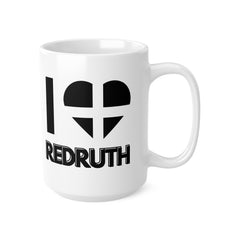 I Love Redruth Mug – Cornwall Flag Heart Mug, Cornish Gift Souvenir