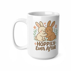 Cute Bunny Mug - "Hoppily Ever After" Rabbit Coffee Cup | Christmas Gift, Secret Santa Present, Animal Lover Mug, Cute Rabbit Cup, Valentine