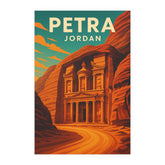 Petra Jordan Vintage Travel Poster | Retro Al-Khazneh Treasury Wall Art Print | Ancient Wonder Decor