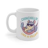 Funny Chinchilla Christmas Mug - Chinchillin Like a Villain Cute Cartoon Coffee Cup - Secret Santa Gift for Chinchilla Lovers and Pet Owners
