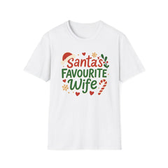 Santa's Favourite Wife Christmas T-Shirt - Funny Xmas Top for Women - Secret Santa Gift, Festive Holiday Tee for Wife, Cute Couples Shirt