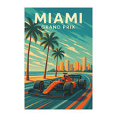 Miami Grand Prix Poster - Vintage Style Formula 1 Art Print | Retro F1 Racing Wall Decor, Motorsport Gift, Palm Tree Beach Circuit