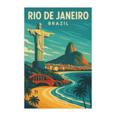 Rio de Janeiro Brazil Vintage Travel Poster | Retro Christ the Redeemer & Beach Art Print