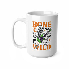 Bone to Be Wild Halloween Mug - Funny Skeleton Coffee Cup with Guitar, Spooky Gift for Halloween Lovers, Rock Music Novelty Mug
