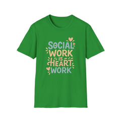 Funny Social Work Christmas T-Shirt - "Social Work is Heart Work" Tee - Secret Santa Gift for Social Worker, Carer, Support Worker