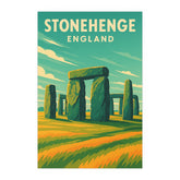 Stonehenge England Vintage Travel Poster | Retro Ancient Monument Art Print | British Heritage Wall Decor