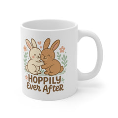 Cute Bunny Mug - "Hoppily Ever After" Rabbit Coffee Cup | Christmas Gift, Secret Santa Present, Animal Lover Mug, Cute Rabbit Cup, Valentine