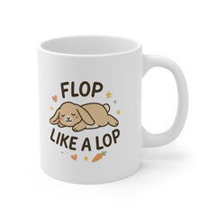 Funny Bunny Christmas Mug - "Flop Like a Lop" Rabbit Coffee Cup | Cute Secret Santa Gift for Pet Lovers & Animal Owners, Lop Bunny