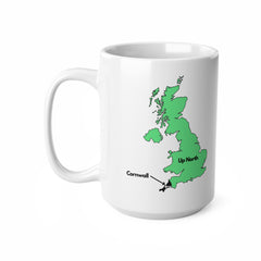 Funny Cornwall Map Mug – “Up North” UK Joke Gift for Cornish Lovers