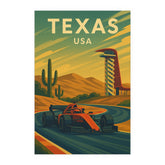 Texas USA F1 Poster - Vintage Style Formula 1 Art Print | Retro Circuit of the Americas Racing Decor, Motorsport Gift Wall Art
