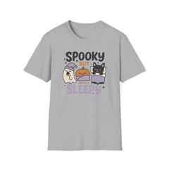 Spooky But Sleepy Halloween T-Shirt - Cute Funny Ghost Pumpkin Bat Tee - Cozy Pastel Halloween Shirt Gift for Her & Him Lazy Person Ideas