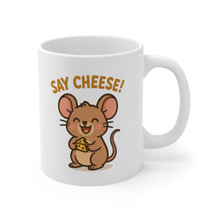 Say Cheese Mouse Mug - Cute Funny Christmas Mug | Secret Santa Gift for Pet Mouse Lovers | Cartoon Cheese Coffee Cup for Animal Fans
